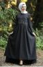 WOMEN'S BLACK MODEST TAIL LONG EVENING DRESS