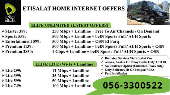 Etisalat Elife plans Internet Services Provider