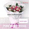 Pink White Roses Bouquet Online Sale!!!!