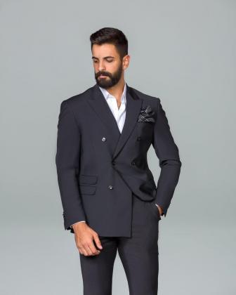 Slim-Fit Black Double Breasted Suit | Double Breasted Suit In Dubai