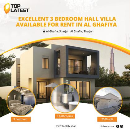 Excellent 3 Bedroom Hall Villa Available For Rent in Al Ghafiya