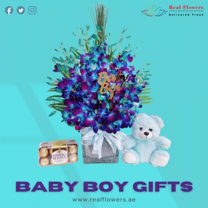 Blue Orchids with Teddy and Chocolates