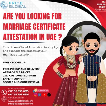 Marriage Certificate Attestation Services by Prime Global in UAE